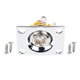 Banworks Rectangular Metal 6.35mm (1/4") Output Jack Plate Curved Base Bottom Input Jack Socket For Epiphone EPI LP Les Paul Electric Guitar Parts Accessories JT/CK-02 Chrome