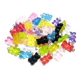 HAIKING Resin Gummy Bear Pendant, 40 PCS Mini Cute Bear Charms Pendants for Bracelet, Necklace, Jewelry Making, DIY Crafting (Multicolor)