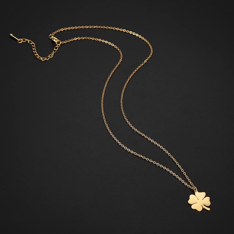 TEAMER Four Leaf Clover Necklace Irish Good Luck Shamrock Pendant