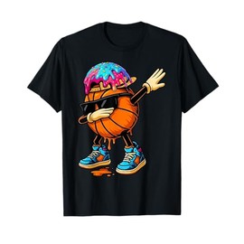Dabbing Basketball Ice Cream Drip For Boys Funny Basketball T-Shirt