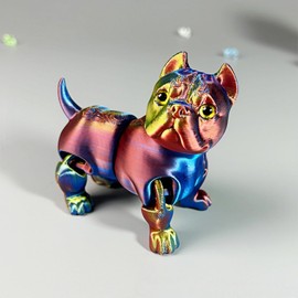 Liiusgelad 3D Printed Dog Model - Fidget Toys for Adults with Stress Relief, 4in Party Favors and stim Toys for Autistic Adults, 3D Printed Animals(Rainbow)