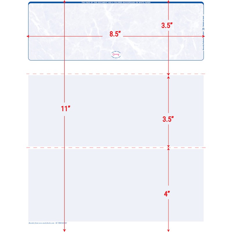2000 Blank Laser Check Stock - Blue Marble - Top.