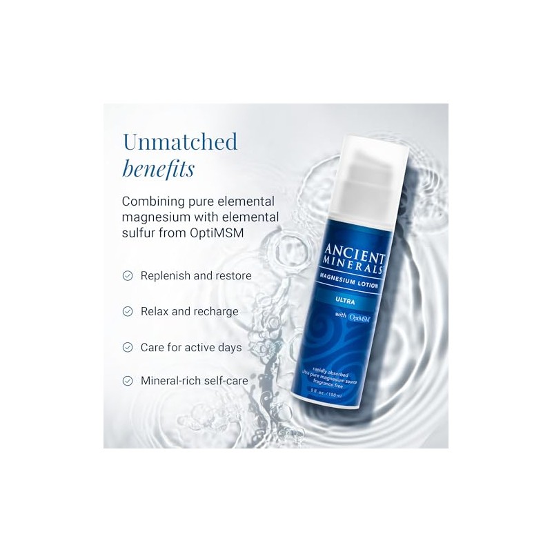 Ancient Minerals Magnesium Lotion Ultra with MSM Pure Genuine Zechstein