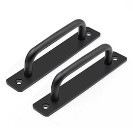 Teensery 2 Pcs Barn Door Handles Aluminum Alloy Sliding Door Pull Handles Gate Door Handles with Mounting Screws for Closet Cabinet Dresser Cupboard Wardrobe Drawer, 5.8 Inch Long (Black)