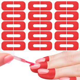 SmallCat 30 PCS Nail Polish Protector for Fingers, U Shape Nail Polish Protectors, Gel Nail Sticker, Finger Protection Cuticle Protector Tape for Nail Painting -Red