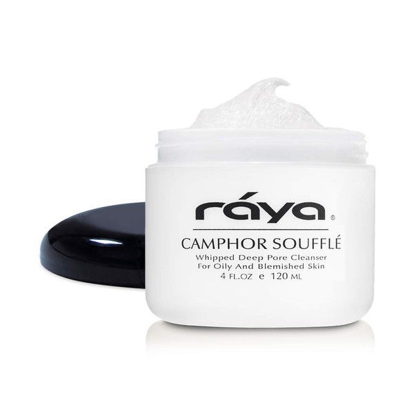 RAYA Camphor Soufflé Facial Cleanser 4 oz (101) | pH Balanced Face Wash for Oily, Blemished, and Break-Out Skin | Helps Reduce White-Heads and Black-Heads and Clear Clogged Pores