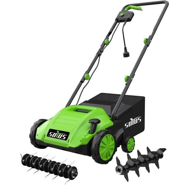SOYUS Electric Dethatcher and Scarifier with 30L Collection Bag, 13-Inch