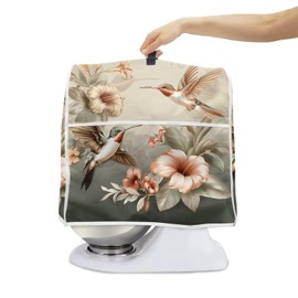 DISNIMO Retro Hummingbird Floral Stand Mixer Cover for 6-8 Quart Mixer Washable Home Kitchen Appliance Cover, Kitchen Decorations Universal Dust Proof Mixers Protector with Top Handle and Pockets