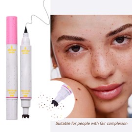 SHEBEEDO Eyeliner Freckle Pen, 2-in-1 Freckle Stamp and Brown Liquid Eyeliner for Natural Fake Freckles, Long-Lasting Quick Dry, Natural Lifelike Freckles Makeup (Light Brown)