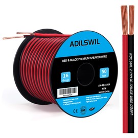 ADILSWIL Speaker Wire Cable 16 Gauge 50FT 16/2 AWG CCA Red Black Wire 2 Conductor Bonded Zip Low Voltage Wire DC 12V/24V Stereo Audio Light Car Wire CL2 Electrical Wire for Hookup and Extension
