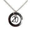 Silver Plated Necklace Birthday Anniversary Number 20 Charm Love Hope Faith Circle Ring