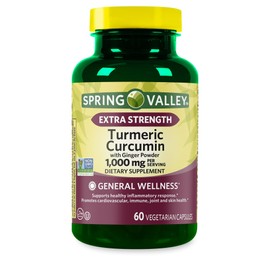 Spring Valley Turmeric Curcumin 1000 mg- 60 Capsules (Pack of 1), Set by Basket Goods
