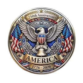 U.S. Army 250th Anniversary Commemorative Gold-Plated Challenge Coin, Double-Sided High Relief Military Collectible for Veterans, 1776-2026 (Type A)