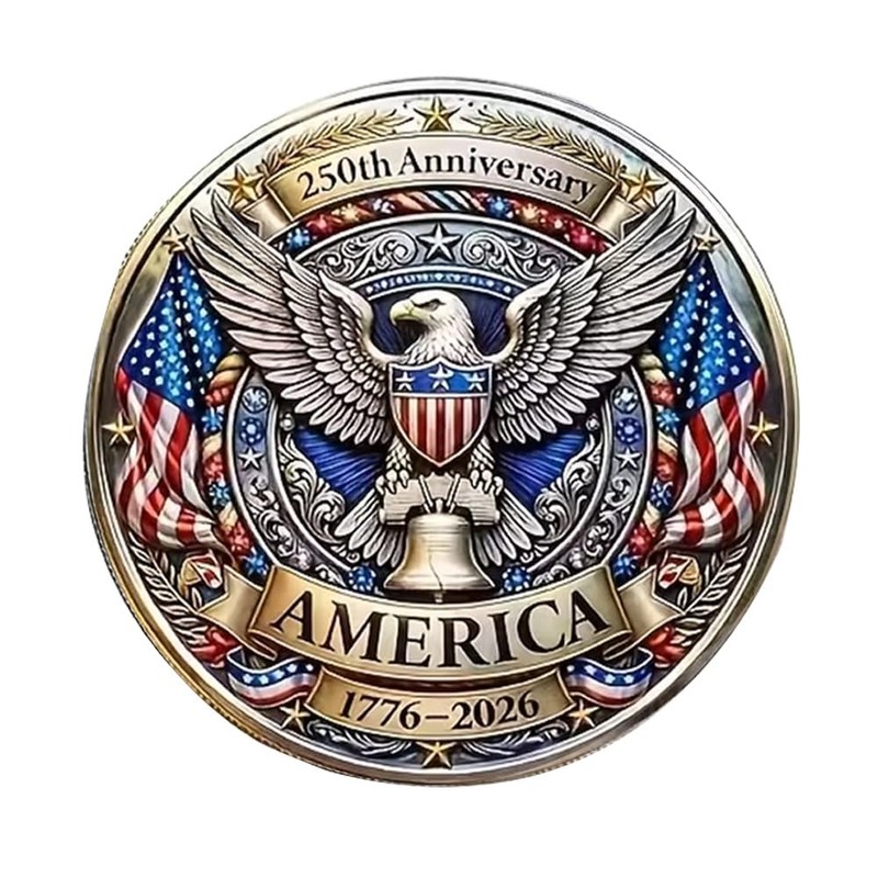 U.S. Army 250th Anniversary Commemorative Gold-Plated Challenge Coin, Double-Sided High