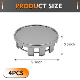 Polcatay 4 PCS Wheel Center Cap, Snap-on Rust-Resistant Dust Protection Cover, Plastic Smooth Decorative Steel Ring Design for Anti-Detachment Installation, for Most Cars Tire Accessories (Silver)