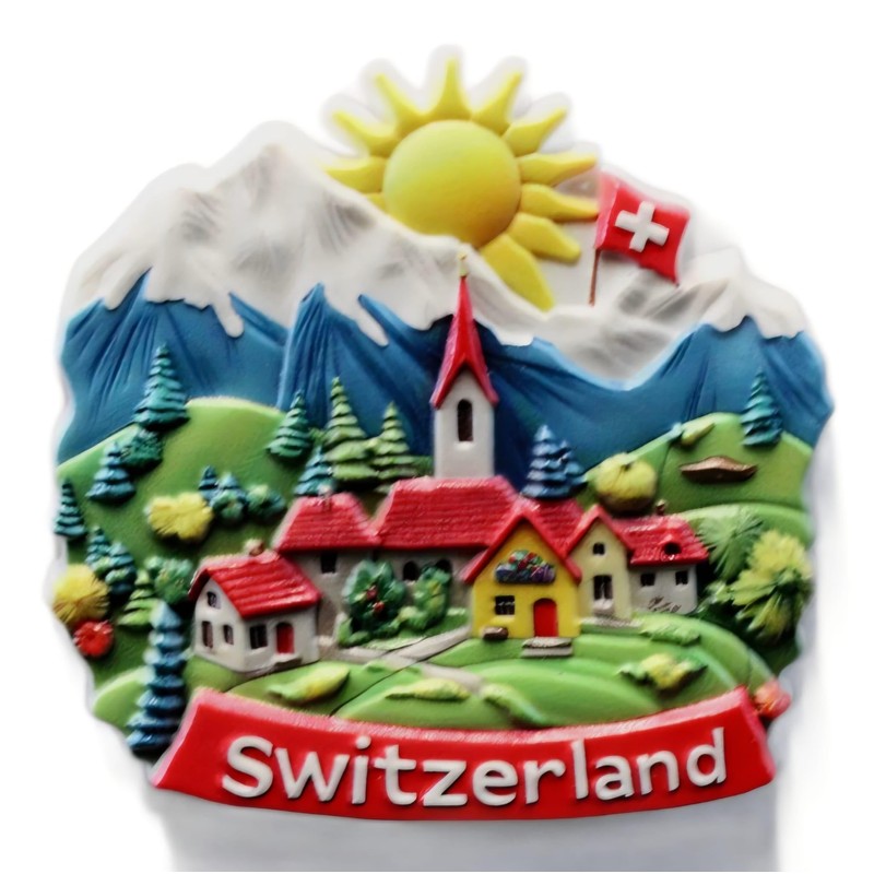 3D -SWITZERLAND ZURICH ALPS Fridge Magnet City Souvenir Travel Memory