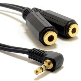 kenable 3.5mm Right Angle Stereo Jack Audio Splitter Adapter Cable Lead 20cm
