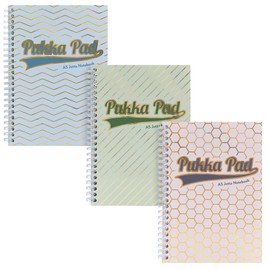 Pukka Pad Haze A5 Jotta Notebook – Pack of 3 Card Cover Wire-Bound Notepads with 200 Pages, 100 Sheets of 80GSM 8mm Feint Ruled Paper – 4-Hole Punched for School Notes, Office Projects, and Home Memos
