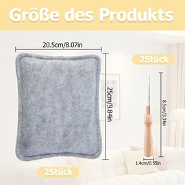 Kozdtiz Mat for Felting Dry Felting, 2 Pieces Underlay Needle Felting Tool Set with Felting Needle Holder and Felting Needles for Starter Wool Felt Tool Set 20.5 x 25 cm Grey