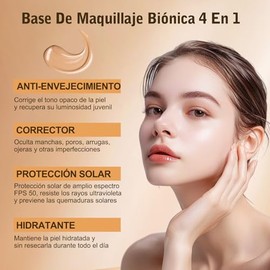 1PC Biomimic Foundation 4 In 1, base de maquillaje alta cobertura， SPF 50, larga duración e impermeable, Base Con Alta Cobertura，Hidratante sin perder polvo