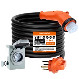 Finderomend 50 Amp Generator Cord and Power Inlet Box Combo Kit, NEMA 14-50P to SS2-50R Extension Cord, for Home RV Backup Power Solution, 125/250 Volts (25ft)