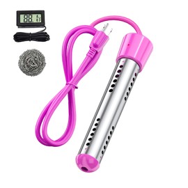Bath Water Heater 2000W Immersion Electric - Portable Bucket Heater w/Digital LCD Thermometer, Submersible Water Heater for Bathtub, Pool, Camping & Hot Tubs ﻿ (Pink)