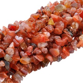 TUMBEELLUWA Polished Semi Precious Loose Beads for Jewelry Making, 5-8 mm Chips Tumbled Stones Beads 33" Strand, Carnelian