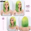 DÉBUT Ombre Lemon Green Asymmetrical Side Part Long Bob Wig
