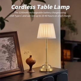 Mr. White Cordless Wireless Rechargeable Touch Battery Operated LED Dimmable Powered Table Lamp for Bedroom Bedside Dining Dinner Restaurant Kitchen (Bronze)