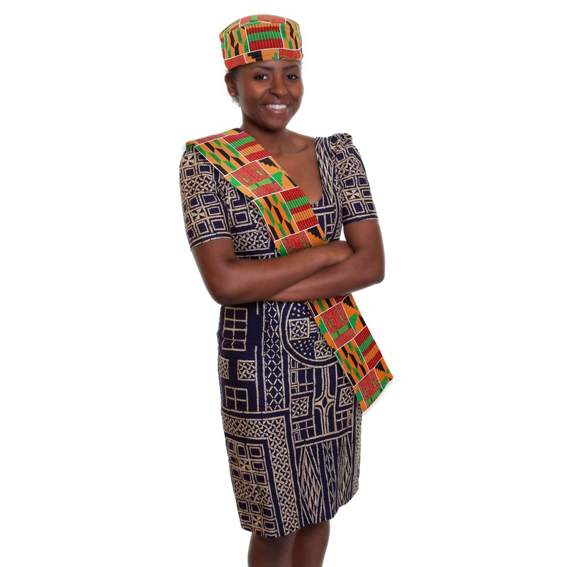 Jiuguva 2 Pcs African Kente Pattern Kufi Hat Kente Kufi