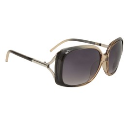 FancyG® Classic Fashion Style Oversized Stylished Design UV Protection Sunglasses Frame Silver Accent Eyewear - Dark Brown/Transparent Beige