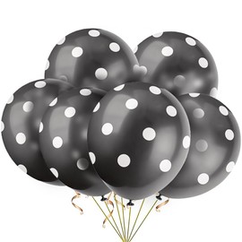Unique Party Supplies 57590 Gepunktete Latex-Luftballons - 30 cm - Schwarz - 6er-Pack