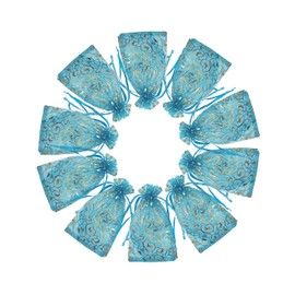 Jexila 100PCS Turquoise Organza Bags 4x6 inch Drawstring Jewelry Gift Bags for Wedding Party Favor Pouches Small Mesh Bags