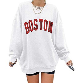 Women's Oversized Sweatshirt Boston Long Sleeve Casual Loose Pullover Tops