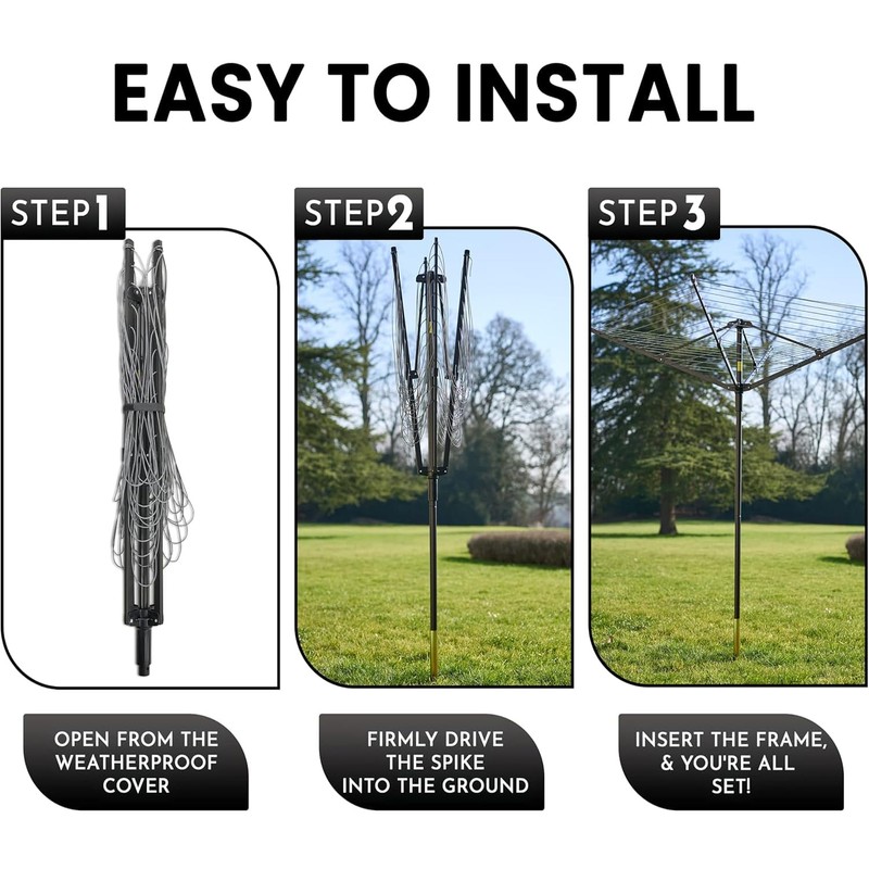 Outdoor Umbrella Clothesline, 165 Feet Heavy Duty Rotary Dryer with