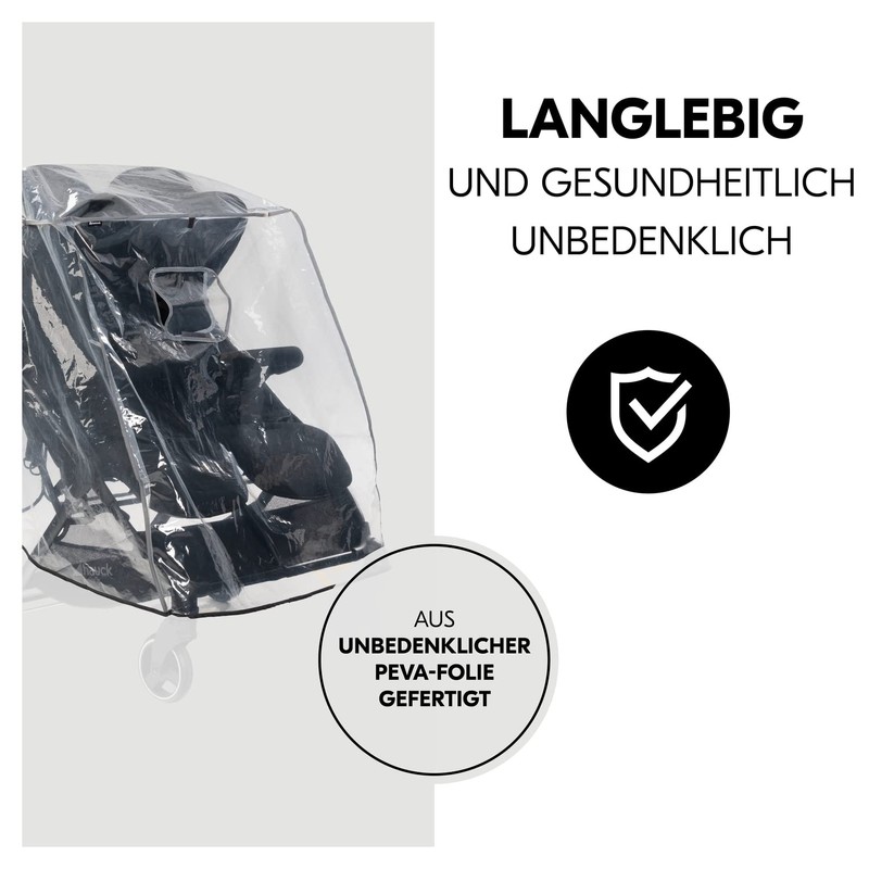 Hauck Universal Rain Cover Twin Pushchair Sibling Pushchair Reflective Border