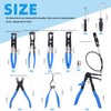 Glarks 9Pcs Blue Flexible Hose Clamp Pliers Set, Long Reach