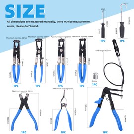 Glarks 9Pcs Blue Flexible Hose Clamp Pliers Set, Long Reach Spring Wire Clip Plier Hose Clamp Pliers Remover Kit for Replacement of Fuel, Oil, Water Hose