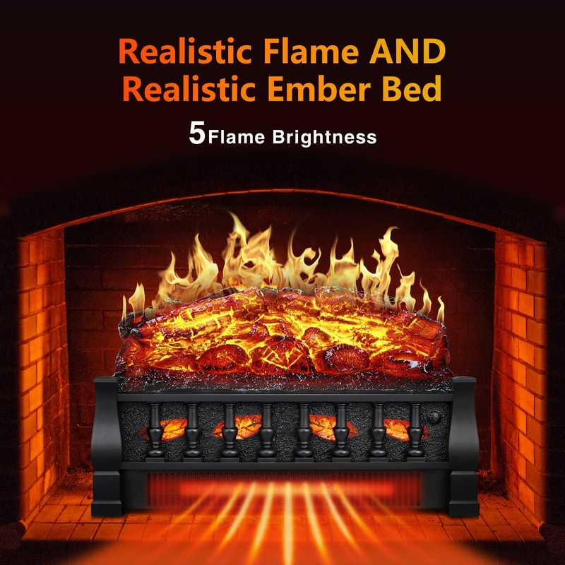 R.W.FLAME Electric Fireplace Log Set Heater 21IN, Remote Control, Flame