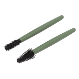 Juego de cepillos para pestañas, 2 modelos diferentes, ligero, compacto, reutilizable, lavable, cepillo de rímel, material de silicona para el hogar (Verde)