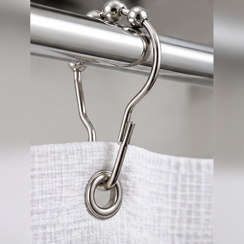 Roller Ball Shower Curtain Hooks for Bathroom – 12-Piece Hanging
