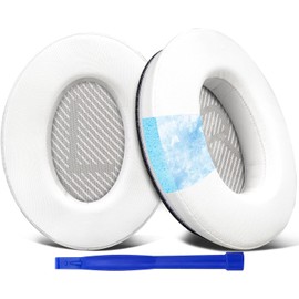SoloWIT Kühlgel Ersatz Ohrpolster für Bose QuietComfort 35 (QC35) und Quiet Comfort 35 II (QC35 II) Over-Ear-Kopfhörer, Geräuschisolierungsschaum-Weiß
