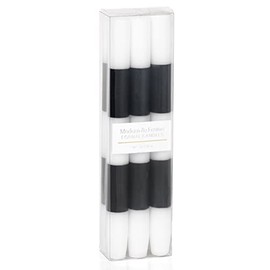 Zodax | Modern & Festive Formal Taper Candles | 10" | Set of 6 | Black & White