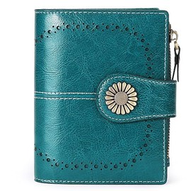 Cartera para Mujer de Piel, con Bloqueo RFID, Billetera Pequeño con Cremallera, Monedero de Dama Minimalista, Tarjetero Moda de Gran Capacidad, Regalos para Chicas y Mujeres (Azul)