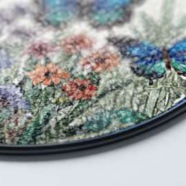 7.8" Blue Butterflies and Flowers Stained Glass Suncatcher Art Glass Monarchs for Indoor Window Gift for Pet Animal Nature Floral Lover Women Mom Friend Painted Panel Décor BUG-03C-SG8