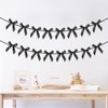 G2PLUS Black Bow Garland, 2PCS Pre-strung Satin Ribbon Bow Bunting