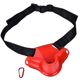 Fishing Fighting Belt Waist Rod Holder Adjustable Boat Rock Fishing Rod Pole Holder Waist Fighting Belt Fish Tackle Accessories (Red)