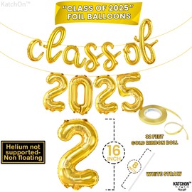 KatchOn, Gold Class of 2025 Balloons Banner - 16 Inch | Graduation Decorations