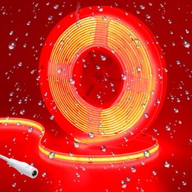 GOMING 24 V COB LED Strip Red LED Strip 5 m IP65 Waterproof 2400 LEDs No Light Stains High Brightness LED Strip Light for Garden Backyard Corridor Stairs Decoration (Without Power Supply)