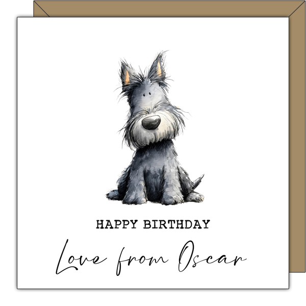 Personalised Scottie Birthday Card – Add Any Name & Relation